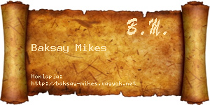 Baksay Mikes névjegykártya